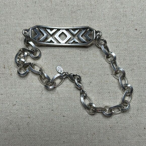 💛 Premier Designs Silver Plated X Face Plate Bracelet / Anklet - Picture 3 of 5